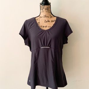 Athleta Technical Running Cap Sleeve Gray Top